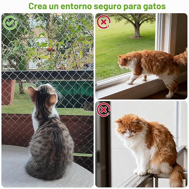 Foto 6 de 7 de Songella Red de Protección para Gatos para Balcón 8x3m Malla de Protección de Nylon para Balcones Blanco…