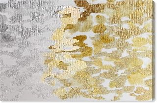 Abstract Wall Art Canvas Prints 'Gold vs Platinum' Paint, 54x36, Gold, Gray