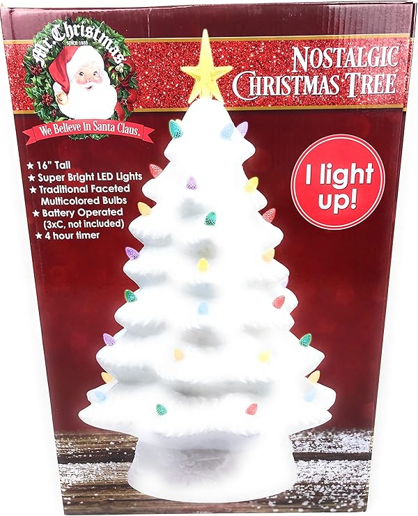 Mr. Christmas Nostalgic Christmas Tree Light Up 16" Tall (White