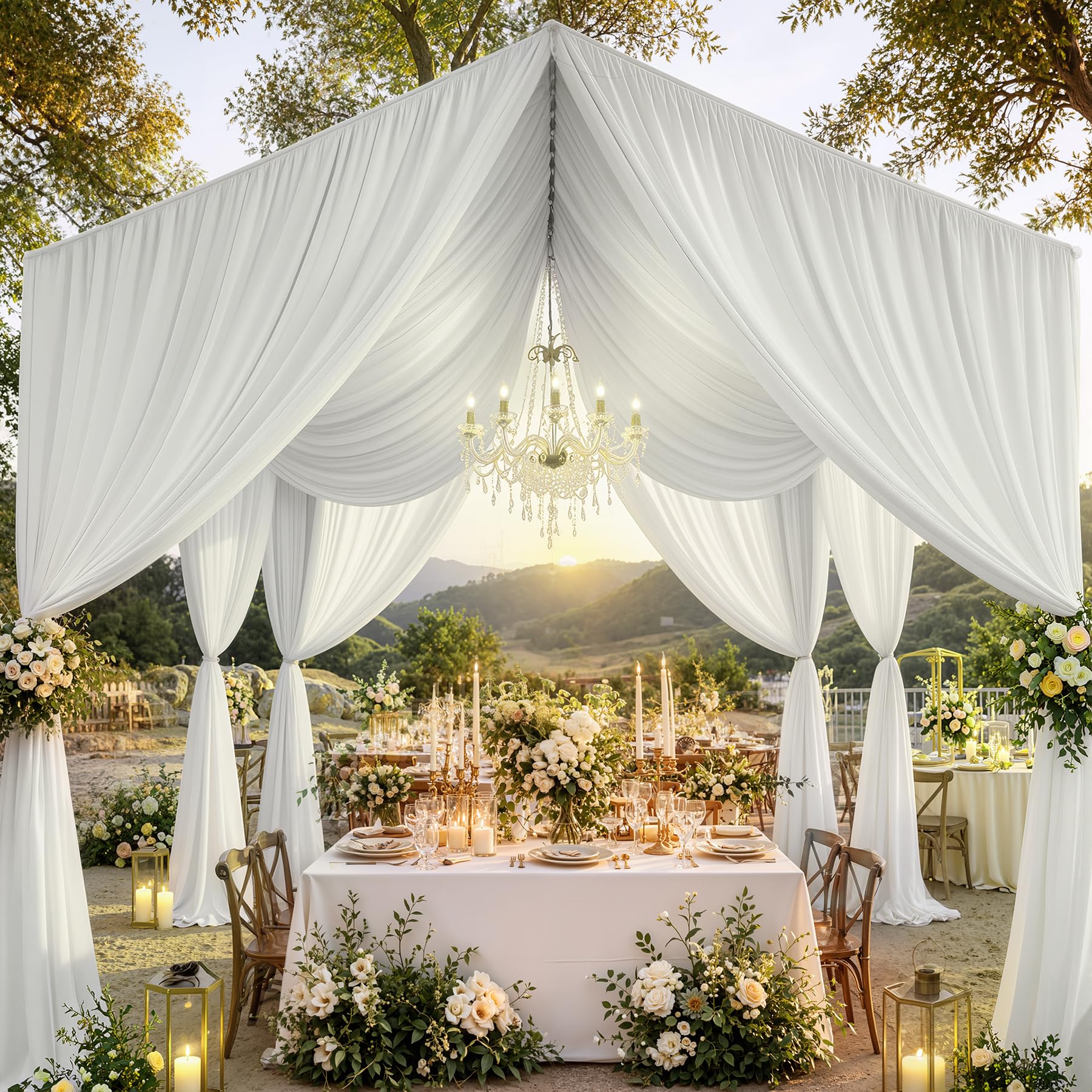 draped wedding tent Outpain 10x20ft Ivory Ceiling Drapes, 2 Panels 20ft Height Wrinkle-Free Draping Curtains for Party Tent Canopy Arch Backdrop Decorations : Electronics Pedal Harpsichords Expanding Your Sectional Tents: Größe:12 Unzen