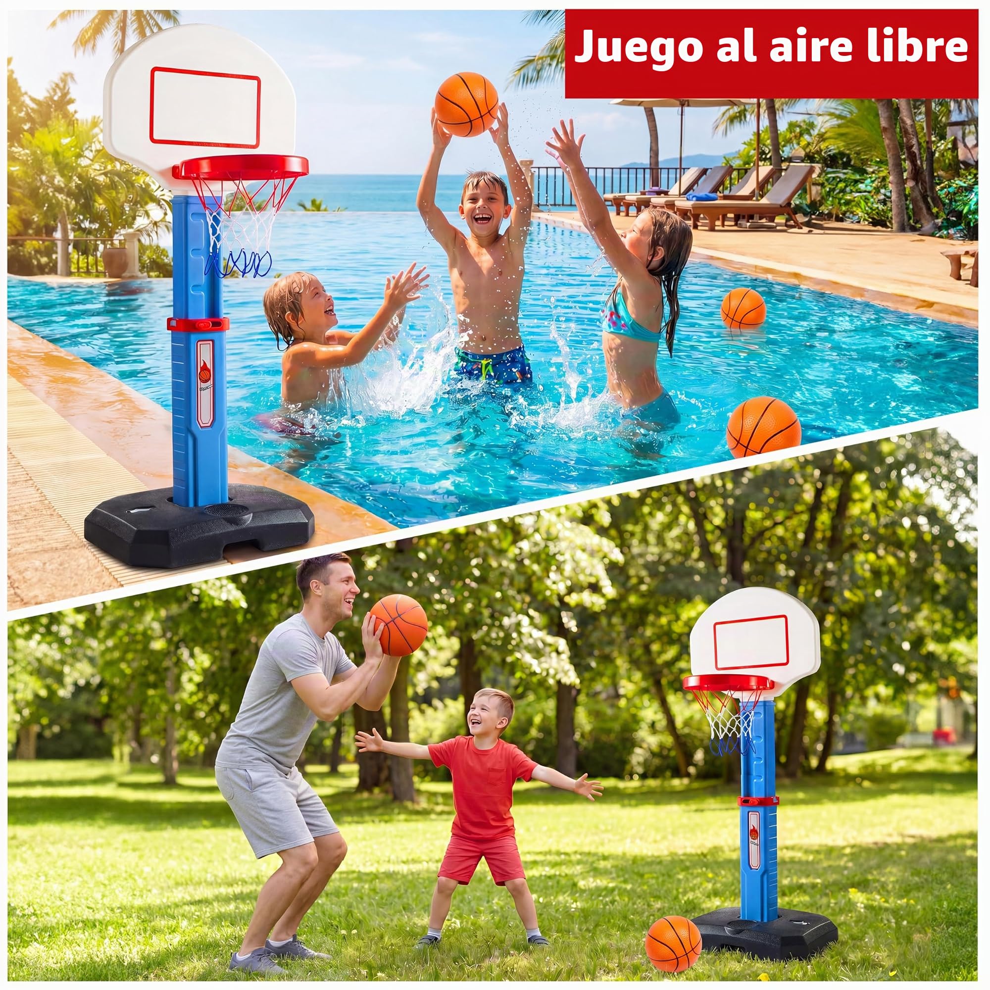 JOYIN Aro de Baloncesto para niños, aro de Baloncesto para Interiores y Exteriores con Soporte Ajustable de Altura de 30,7 a 42,5 Pulgadas, Mini aro de Baloncesto para niños de 3, 4, 5, 6, 7, 8 años