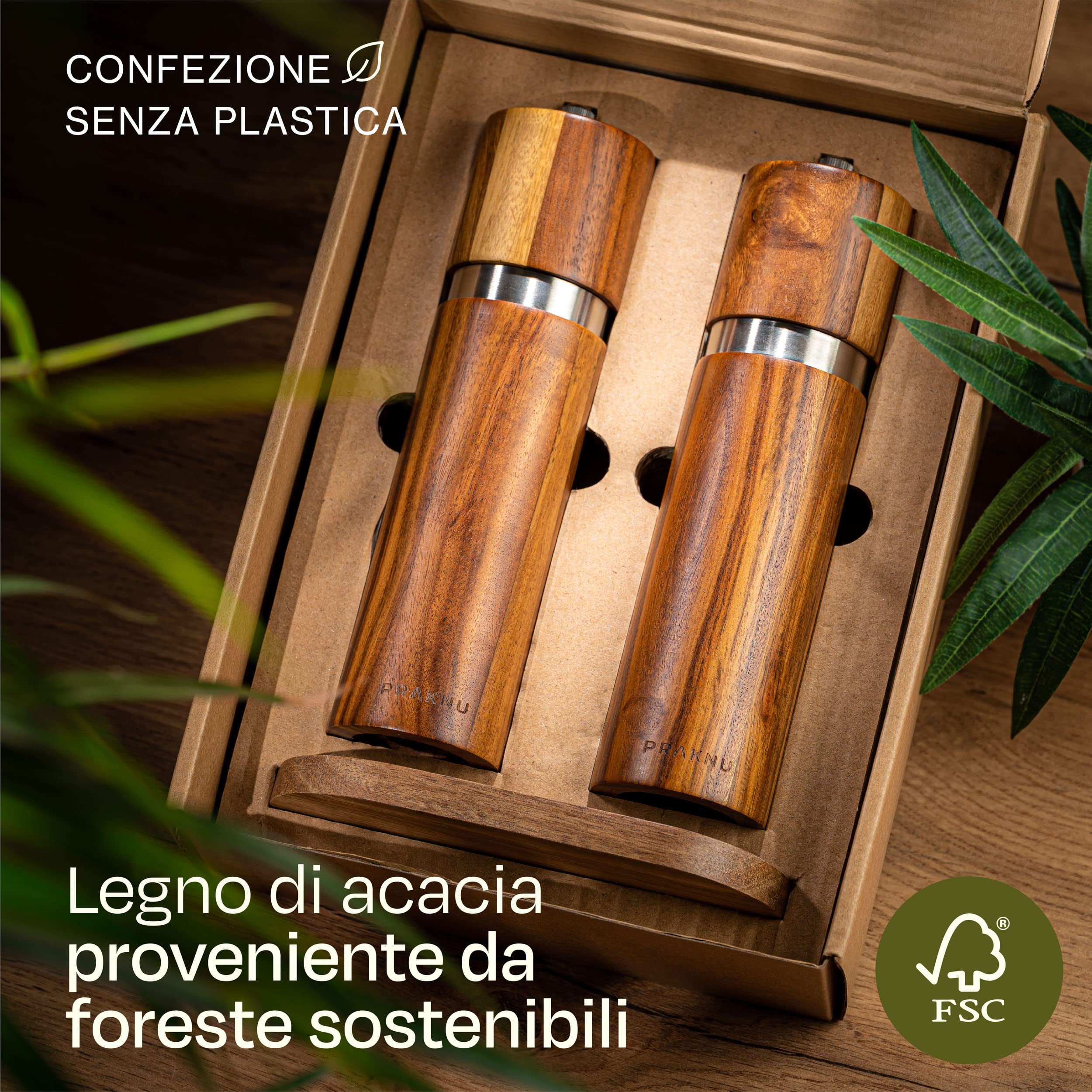 Set Macinasale E Pepe Salt 'n Pepper Passion - Legno Di Acacia E Acciaio Inox, Macinino In Ceramica Regolabile