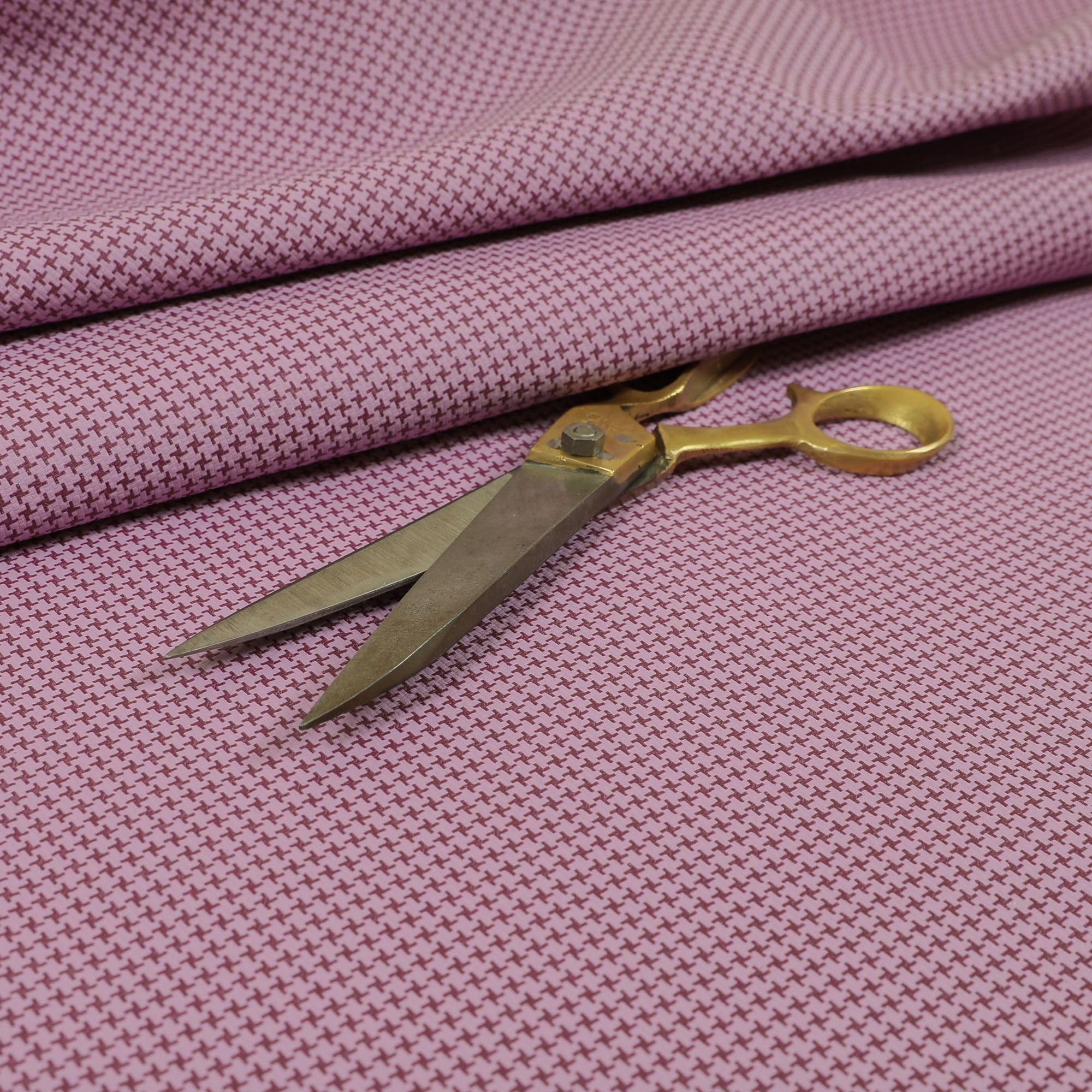 Redbrick Mill Fabrics Flame Retardant Modern Designer Houndstooth Pattern Faux Leather Purple Vinyl Upholstery Fabric (1 Metre)