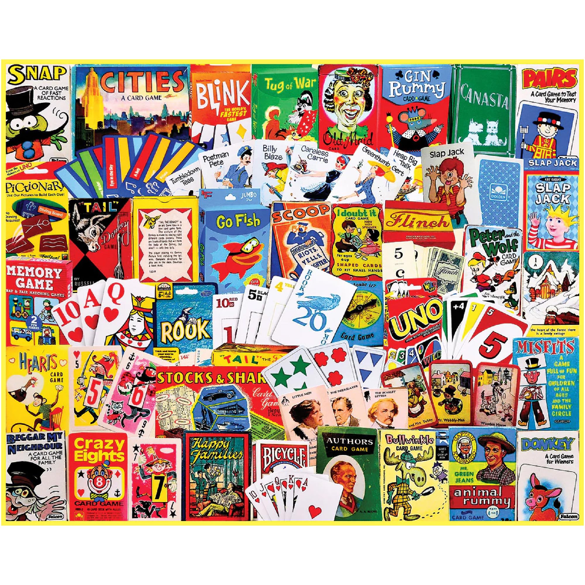 White Mountain 300 pezzi puzzle retrò collage regalo, giochi di carte | Pezzi grandi, regalo per adulti e famiglia, 45,7 x 61 cm