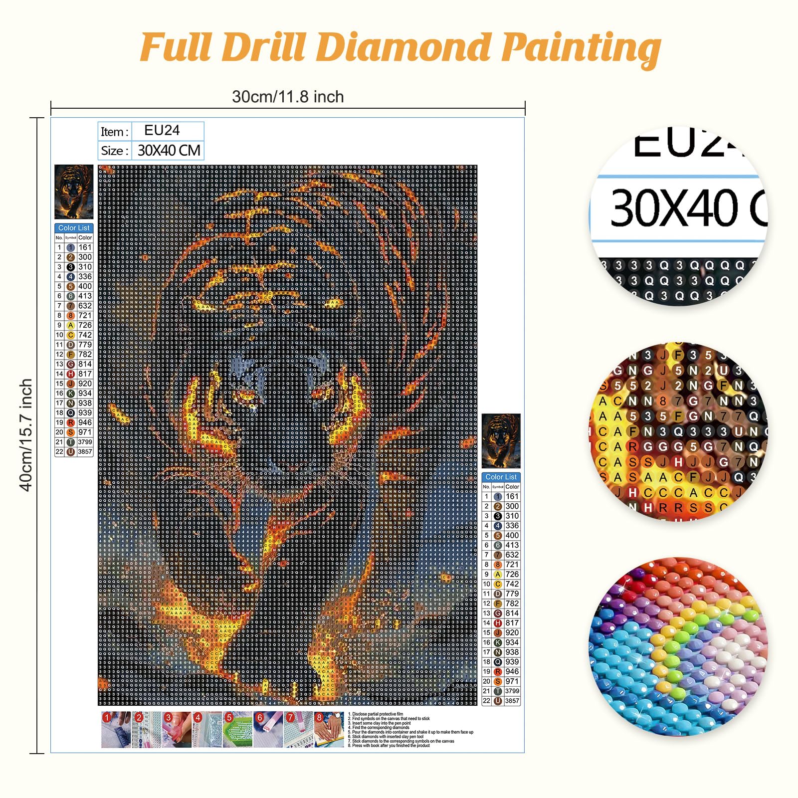 Diamant Painting Animaux Chat,Diy 5D Broderie Diamant,Peinture Diamant Pour Adultes, 50X70Cm Diamond Painting