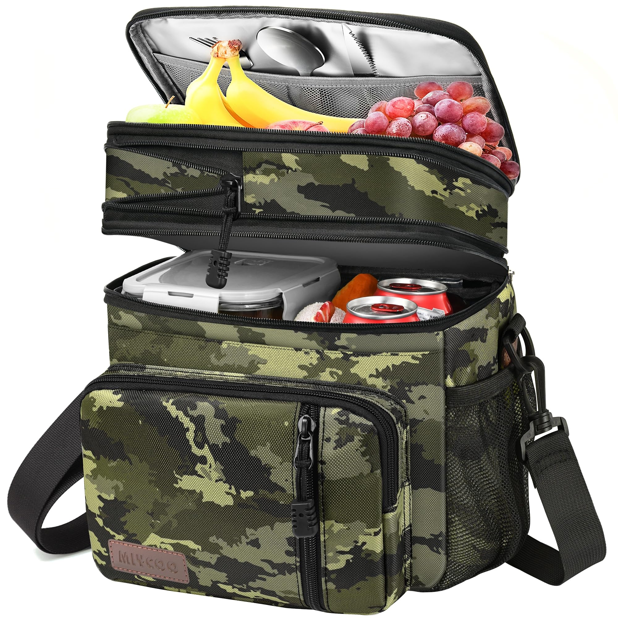 MIYCOO Lunch Bag for Men &amp; Women, Expandable Double Deck Lunch Box, 15L