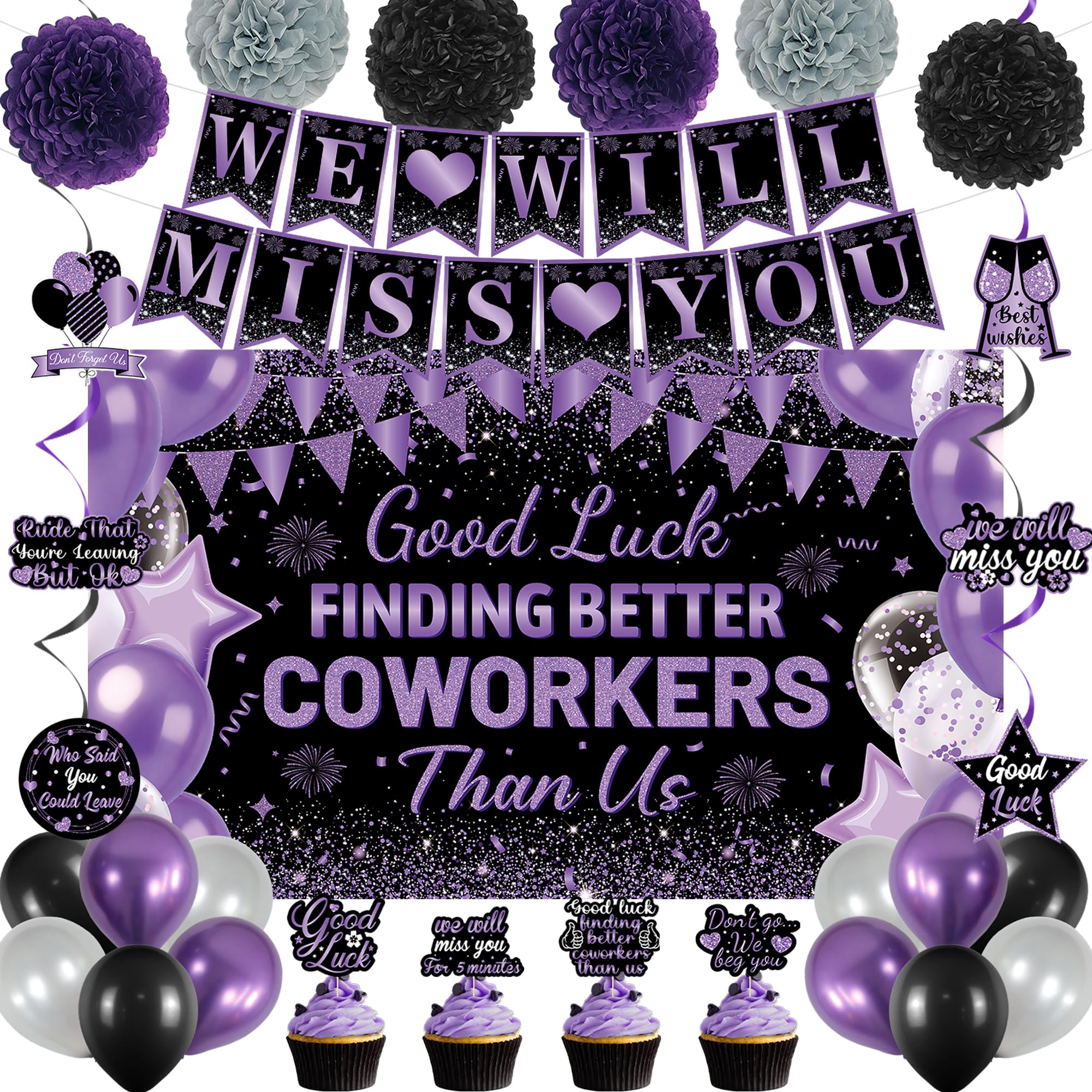 DARUNAXY Purple Coworker Farewell Decorations - cake decorating supplies | Mubboo