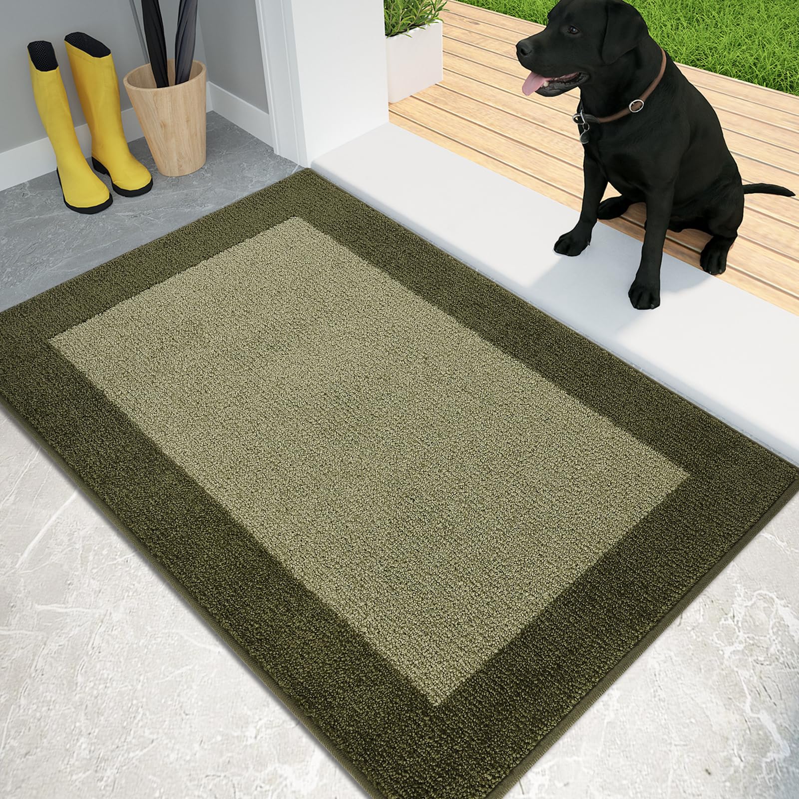 PURRUGS Dirt Trapper Door Mat 20" x 32", Non-Slip/Skid Machine Washable Entryway Rug, Shoes Scraper, Throw Rug, Super Absorbent Area Rug for Muddy Wet Shoes and Paws