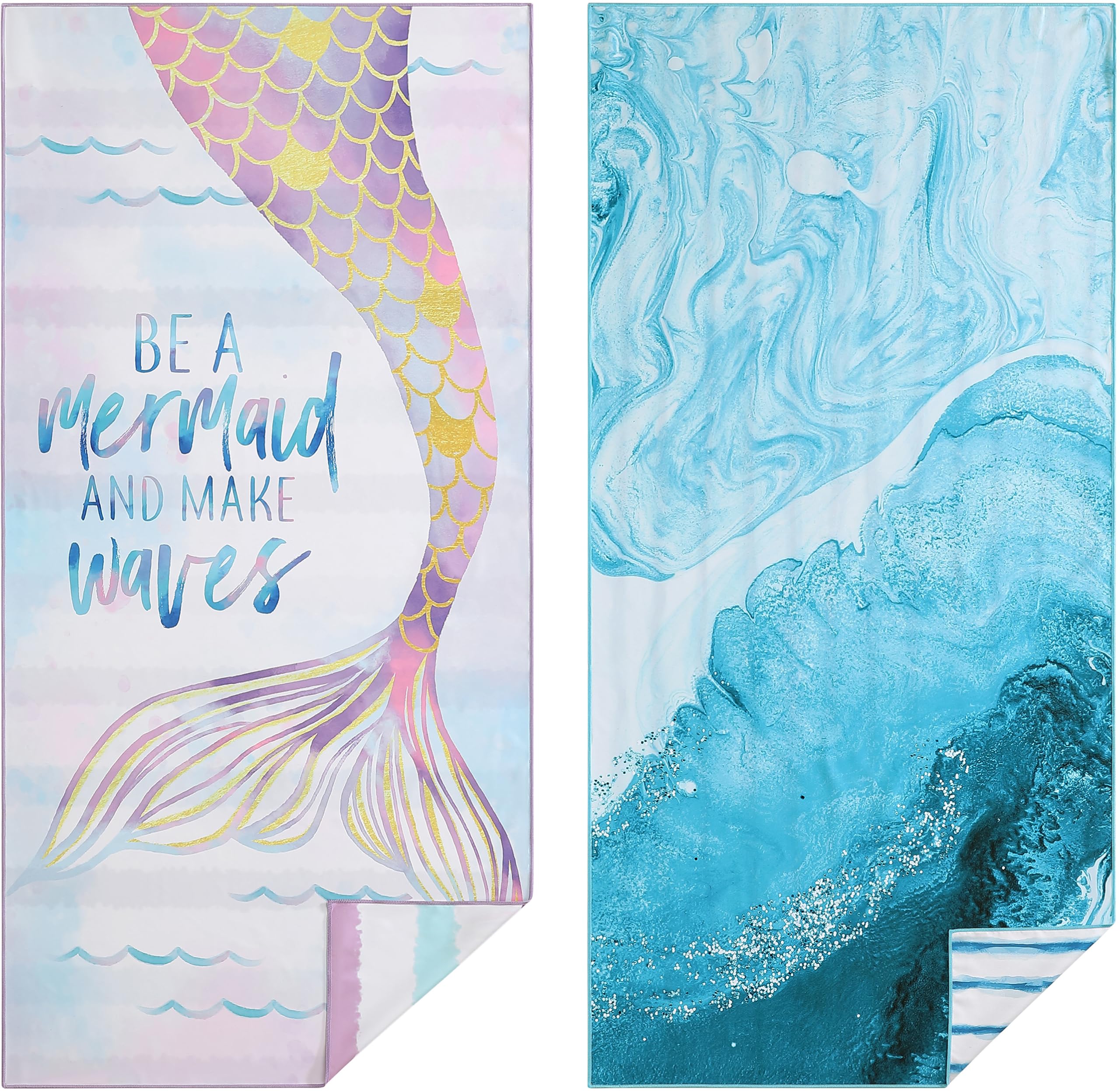 Casa Platino Quick Dry Beach Towel 2 Pack – Extra Large 32"x71" Lightweight Travel Towels, Sand Free & Compact, Ideal for Pool, Camping & Beach