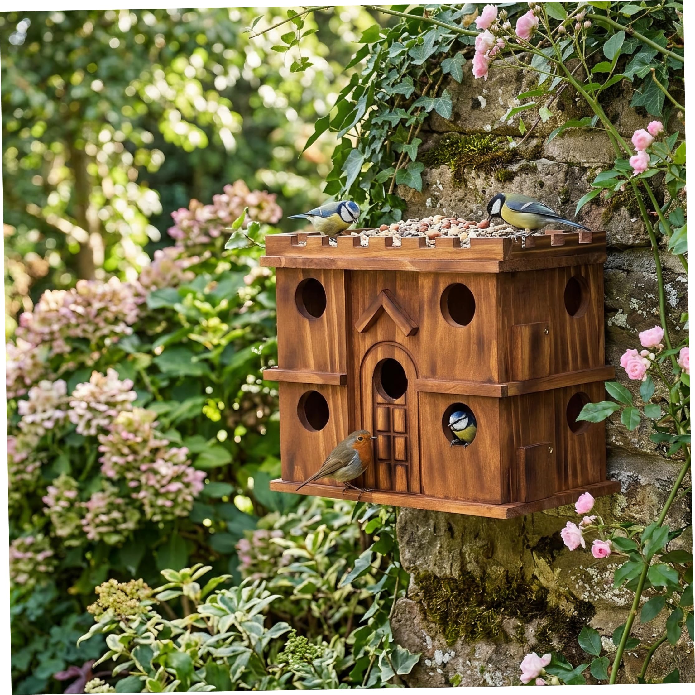 Casas de madera para pájaros, 9 habitaciones al aire libre con