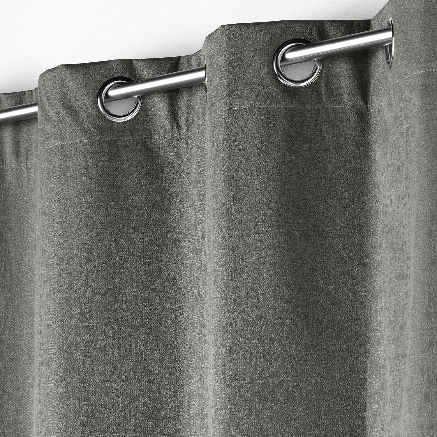 Douceur d'Interieur 140 x 260 cm Eyelet Curtain, Grey, W 55.1" x L 102.4" (1 Panels) - Image 5