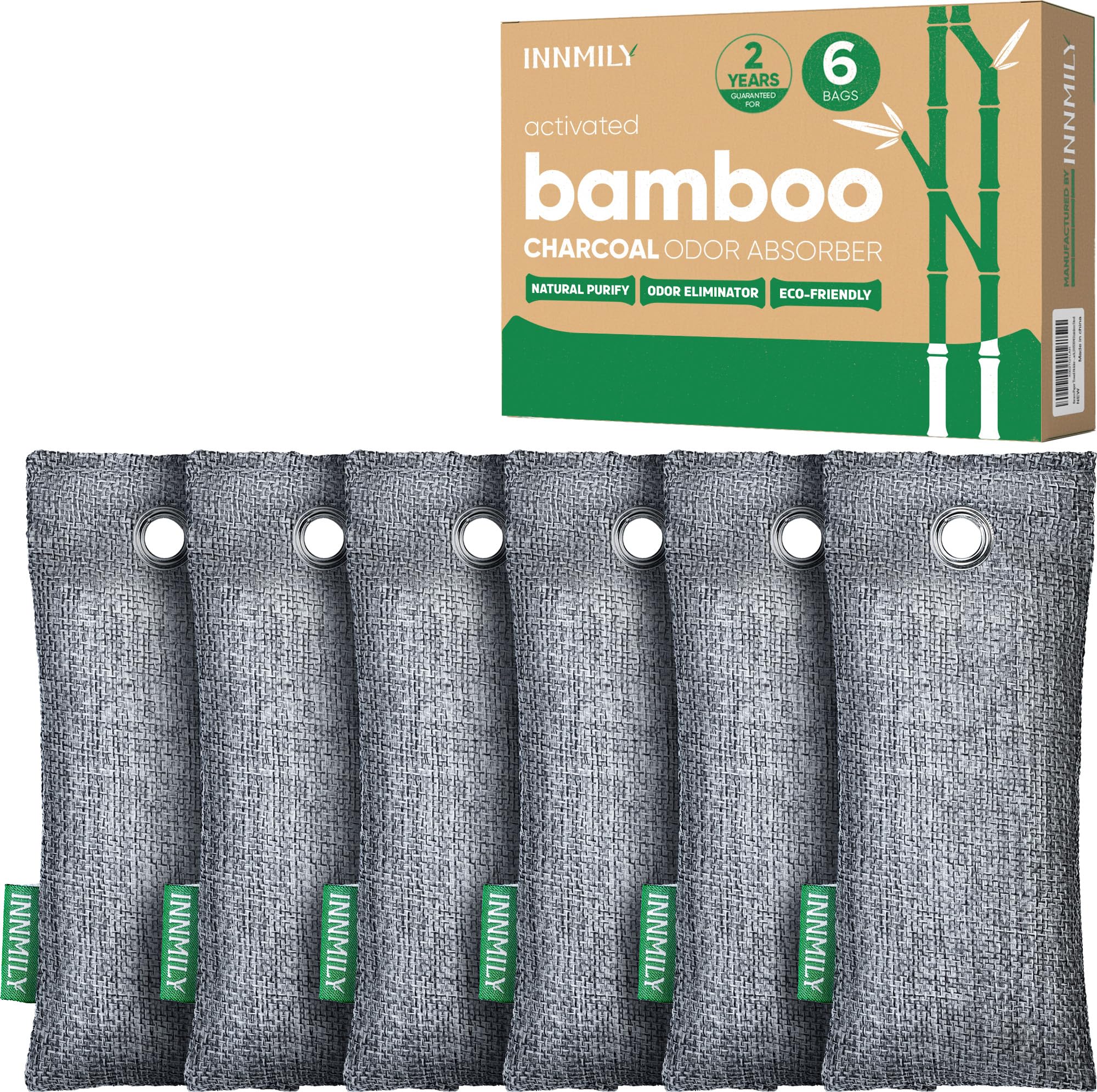 Activated Charcoal Odor Absorber,6 Pack Nature Odor Eliminator for Shoes, Bamboo Charcoal Air Purifying Bags,Shoe Deodorizer for Fresh Sneakers,Shoe Smell Remover