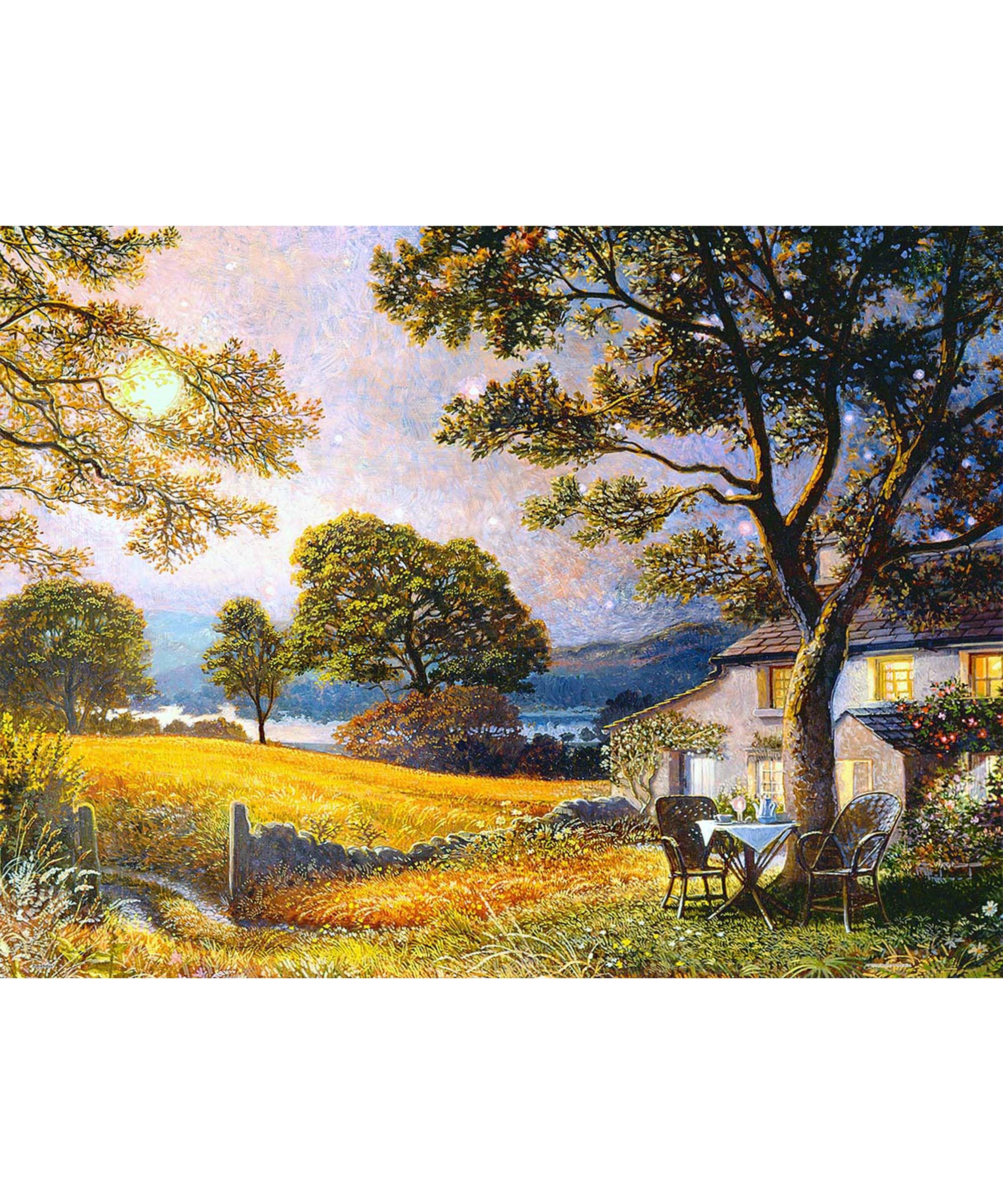 PieceRelax PieceClicks Plastic Jigsaw Puzzles for Adults 1000 Pieces - Stephen Darbishire - Harvest Moon - 25.2 X 18.9 Inches, Most Satisfying Table Games, No Glue Needed [U1134]