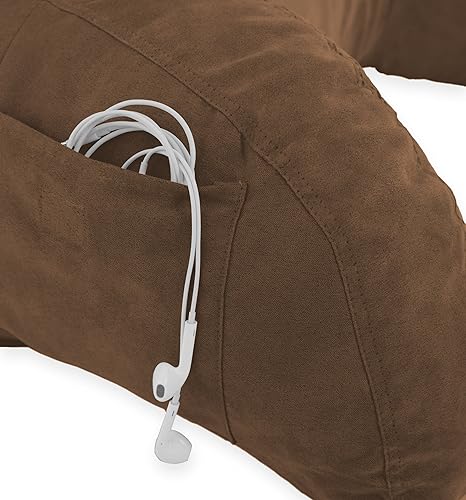 Miniatura 10 de Almohada con respaldo de microsuede para cama, color negro. La mejor almohada con respaldo para cama con apoya brazos para leer en la cama