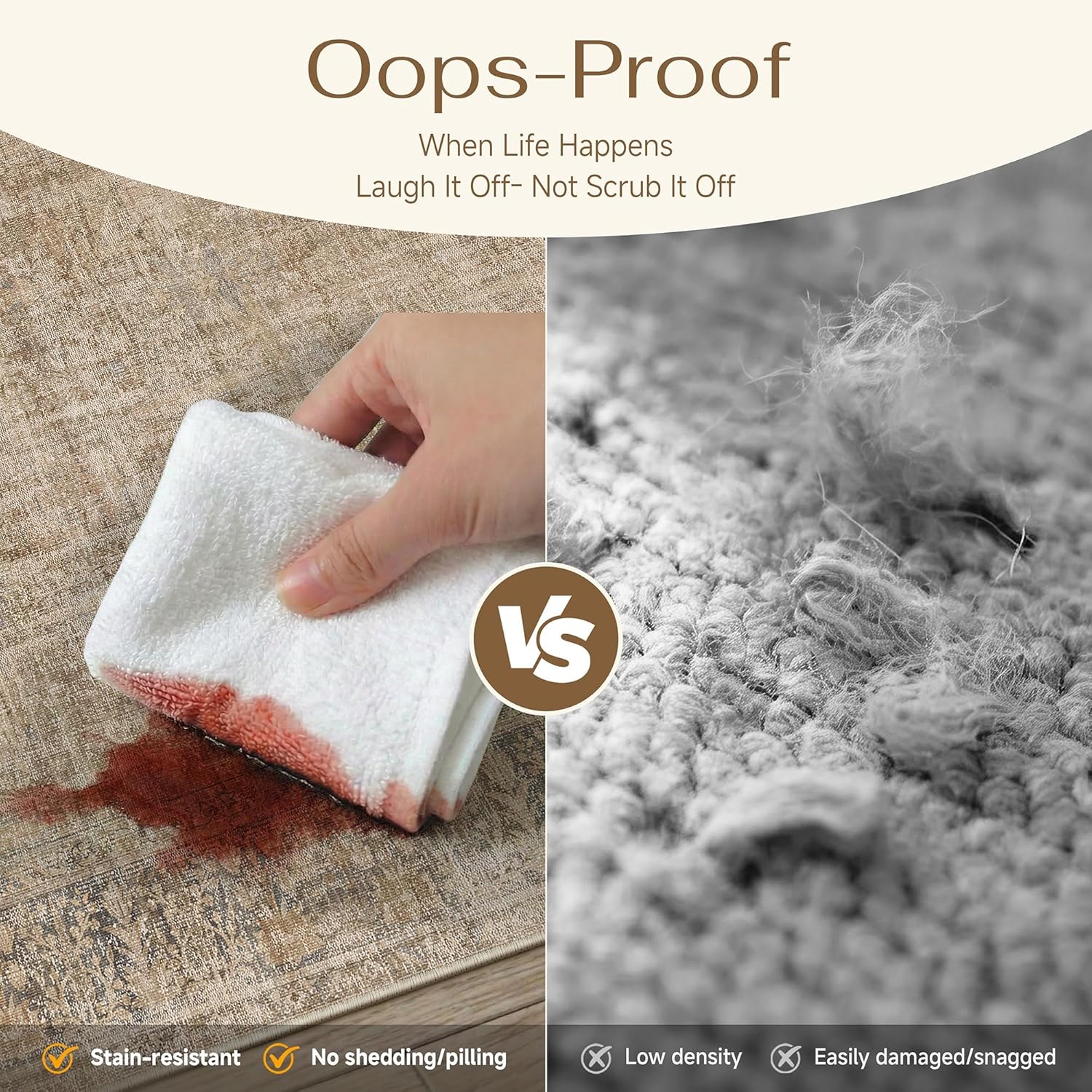 HUGEAR Retro 2x8 Washable Runner Rugs Brown Hallway Bedroom Kitchen Throw Carpet Vintage Distressed Neutral Stain Resistant Non Slip & Shedding Low Pile for Home Aesthetic Decor - Image 5