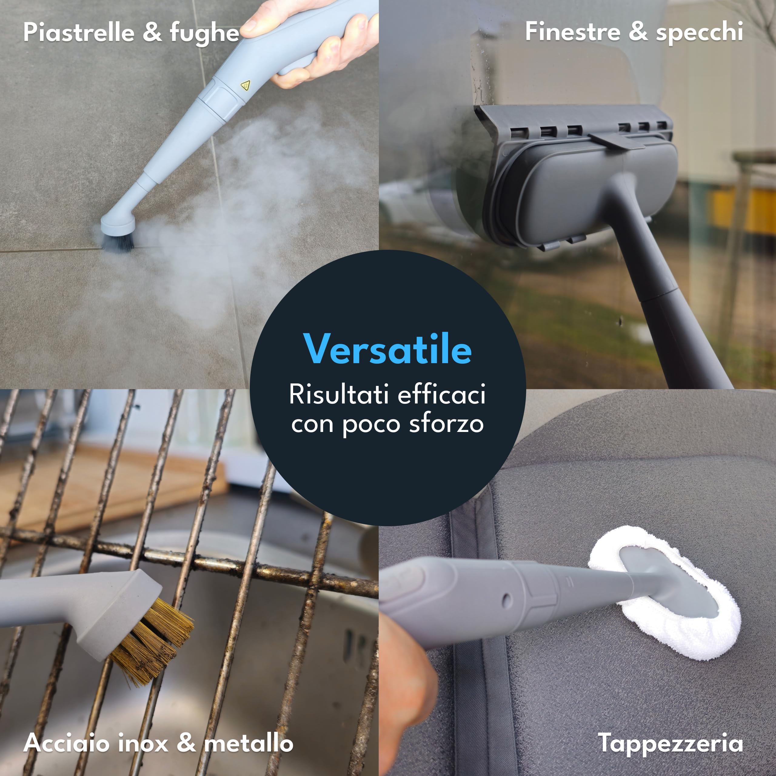 LEBENLANG Pulitore A Vapore Professionale - 130°C, 3,5 bar & 1000W I 12x Accessori I Steam Cleaner Pistola A Vapore per Pulire Casa Pulizia Pulitrice Macchina A Vapore Per Pulizie 100 Gradi Lavavetri