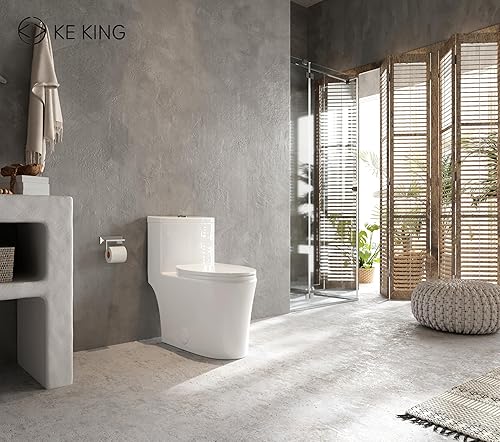 Miniatura 7 de Inodoro alargado de una sola pieza, falda completa y diseño elegante, inodoro de doble descarga potente 0.81.28 GPF y MAP 1000g, inodoro de altura