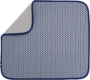 S&T INC. Dish Drying Mat, 16” x 18”, Absorbent Microfiber Kitchen Counter Mat, Dish Drying Pad for Dishes, Utensils, Pots and Pans, Large, Blue Stockinette