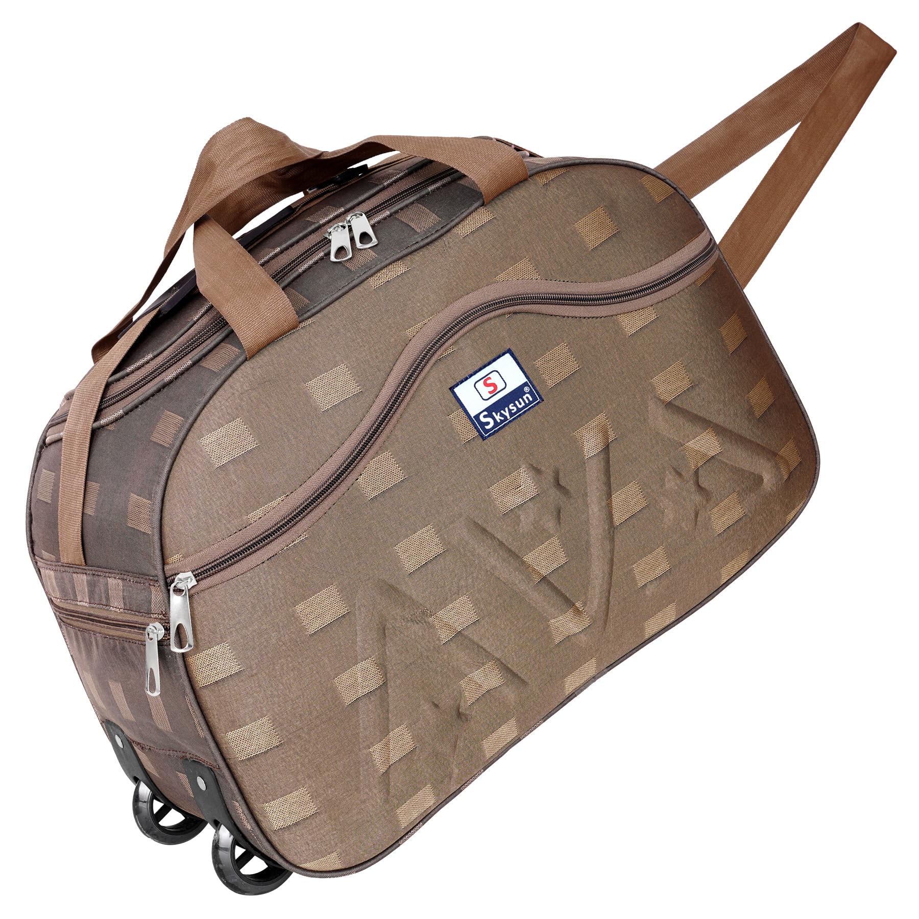 Luggage Travel Duffel Bag with Wheels – Lightweight Bag for Men & Women (Brown)-image-46
