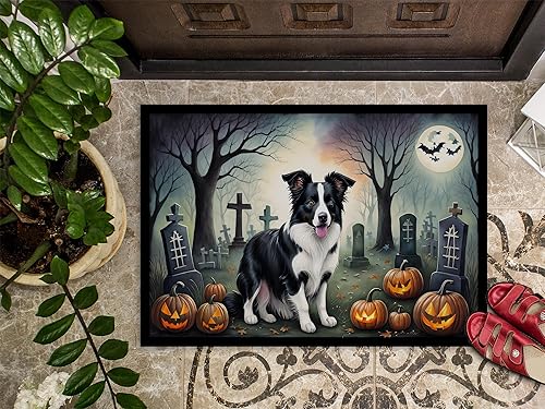 Miniatura 3 de Caroline's Treasures DAC2018JMAT Border Collie - Tapete espeluznante de Halloween para interiores o exteriores, 24 x 36 pulgadas, tapete para puerta