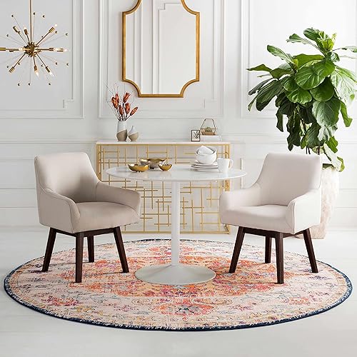 Hauteloom Bodrum - Alfombra tradicional para sala de estar, dormitorio, azul, morado, 10 pies, redonda