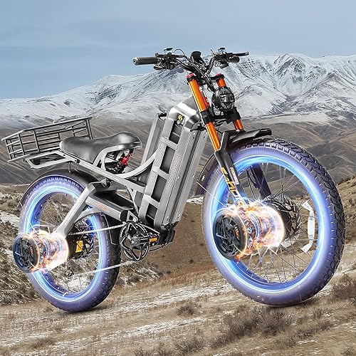 eAhora Romeo Pro 3 50Mph/5000W Dual Motor Electric Bike for Adults, 60V 80Ah Battery, 235+Miles Long Range Ebike, 26*4.0" Fat Tire Electric Mountain Bike, Full Suspension Off Road E Bike, App Control