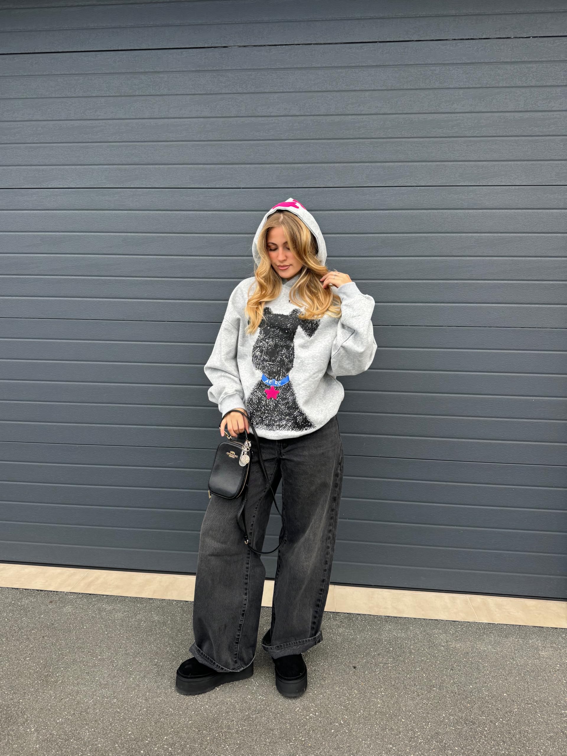 Aelfric Eden Sudadera con capucha gráfica para mujer, con estampado vintage, Y2K, sudadera con capucha de gran tamaño
