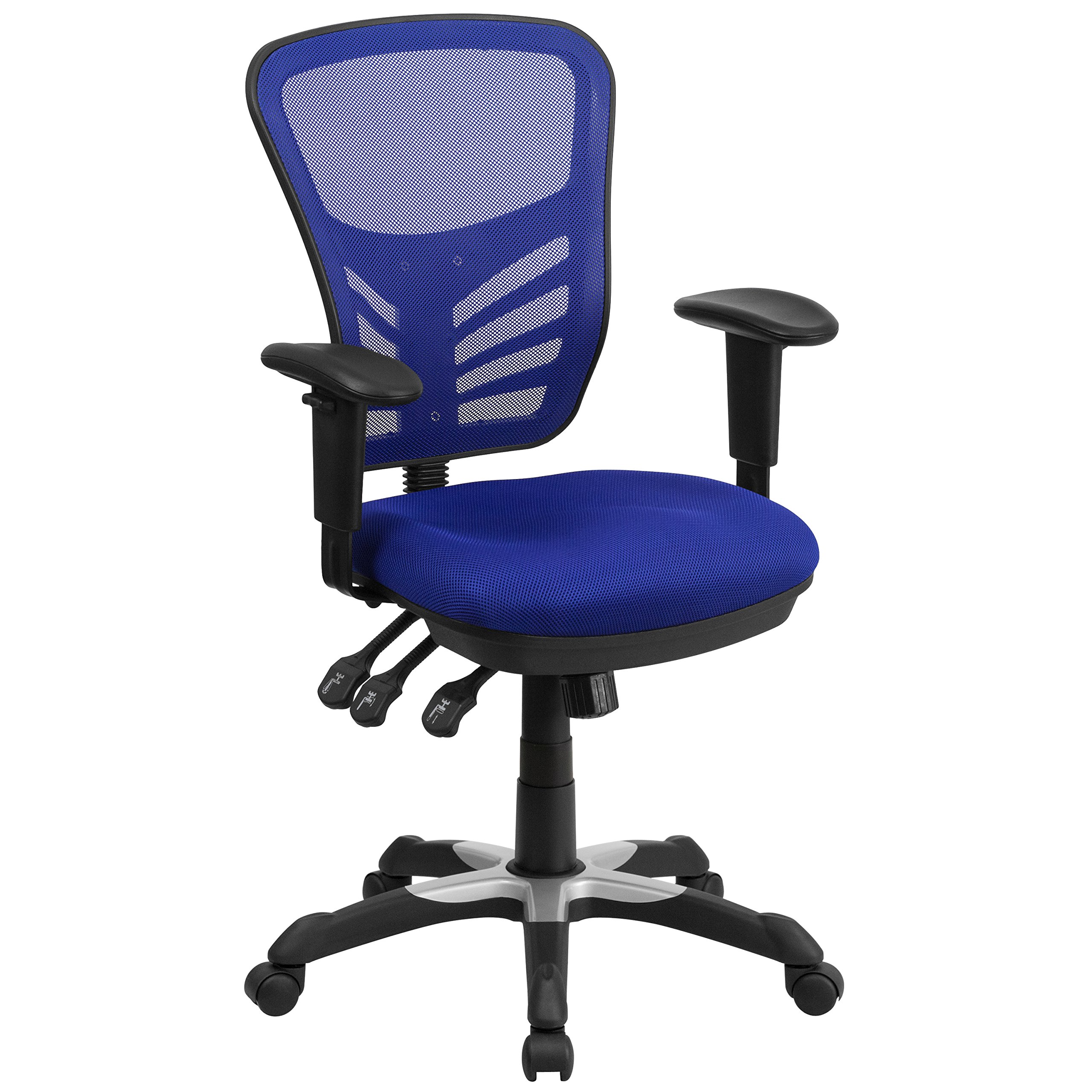 Flash FurnitureMid-Back Blue Mesh Multifunction Executive Swivel Ergonomic Office Chair with Adjustable Arms