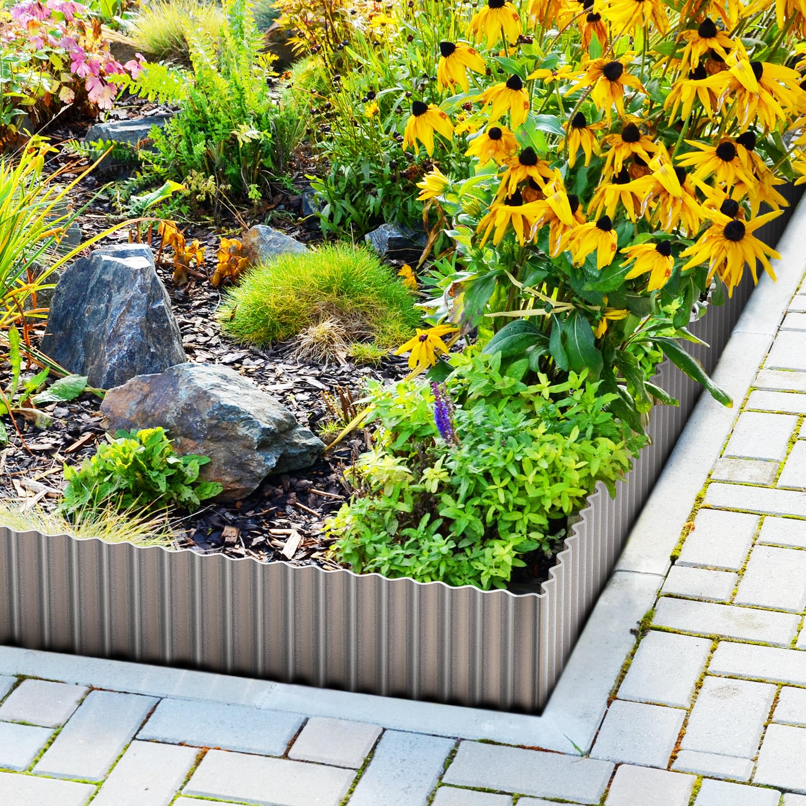 ZXZYHFTY Bordo Da Giardino In Metallo Ondulato – 25,4 Cm X 3 M – Nero – Per Aiuole, Prati E Pavimentazioni – Recinzione Paesaggistica Resistente