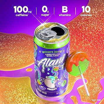 Alani Nu WITCHES BREW, Low Calorie Energy Drinks, 100mg Caffeine, Biotin, B Vitamins, Zero Sugar, 10 Calories or Less, 8 Fl Oz Cans, 12 Pack