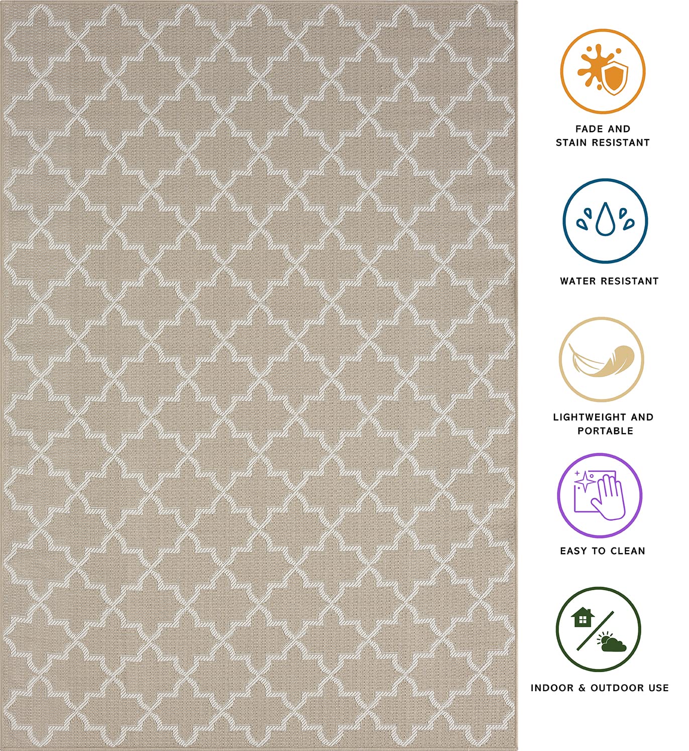 HomeArt Outdoor Rugs | Easy-Cleaning Indoor & Outdoor Area Rugs for Porch, Deck, Balcony, Garden, Picnic, Kitchen, Hallway | UV & Weather-Resistant Large Patio Rug Mats | Anthracite Cream 200 x 290 cm — view 269