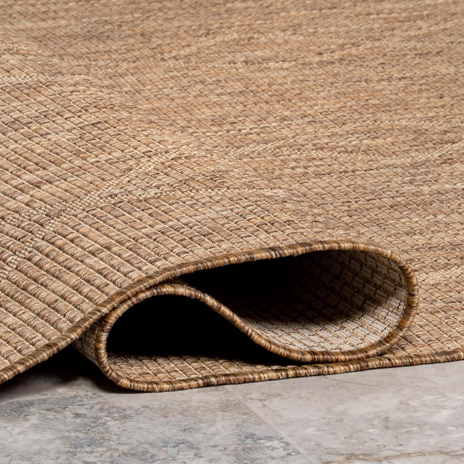 nuLOOM 4' x 6' Outdoor Performance Area Rug, Stain Resistant, Weather Resistant, High Traffic, Patio, Balcony, Outside, Mallie Brown