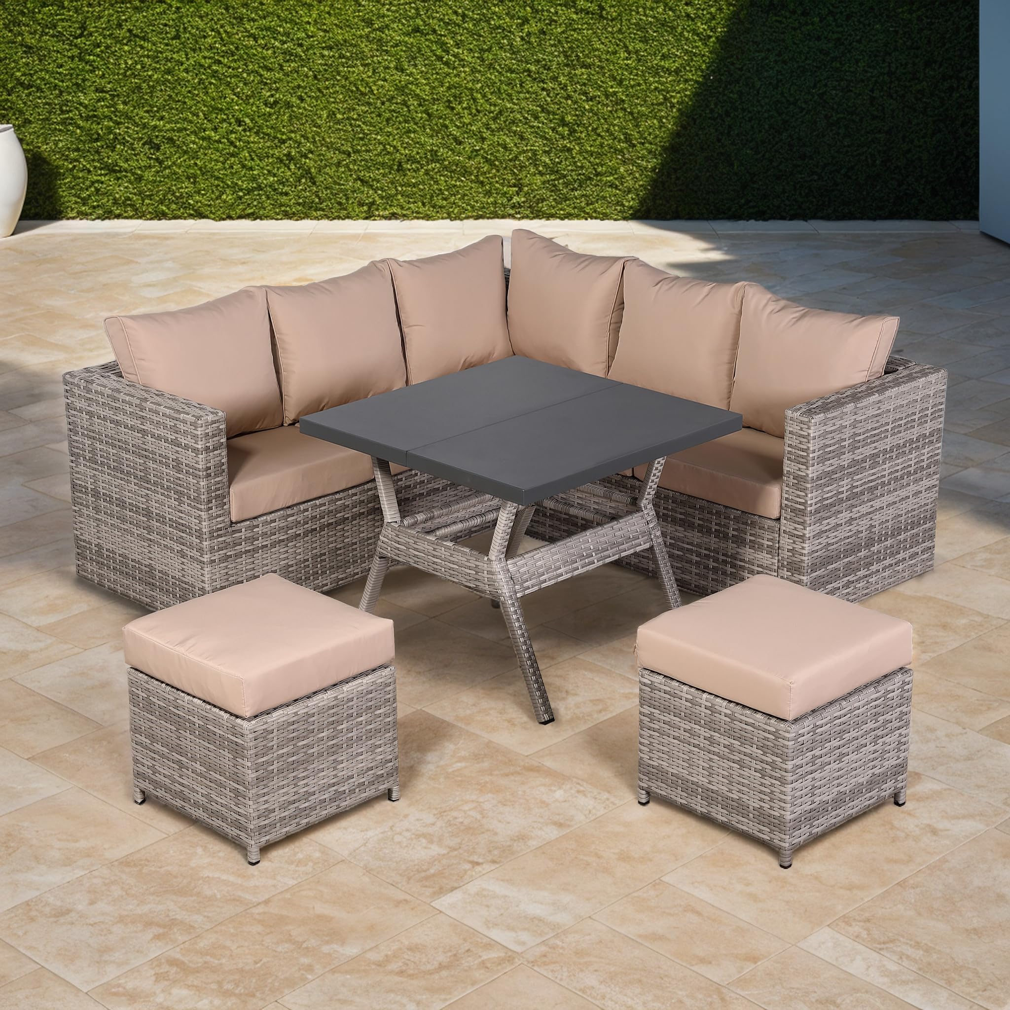 Lille Small Grey Rattan Corner Sofa Rattan Park Modern Range Lille