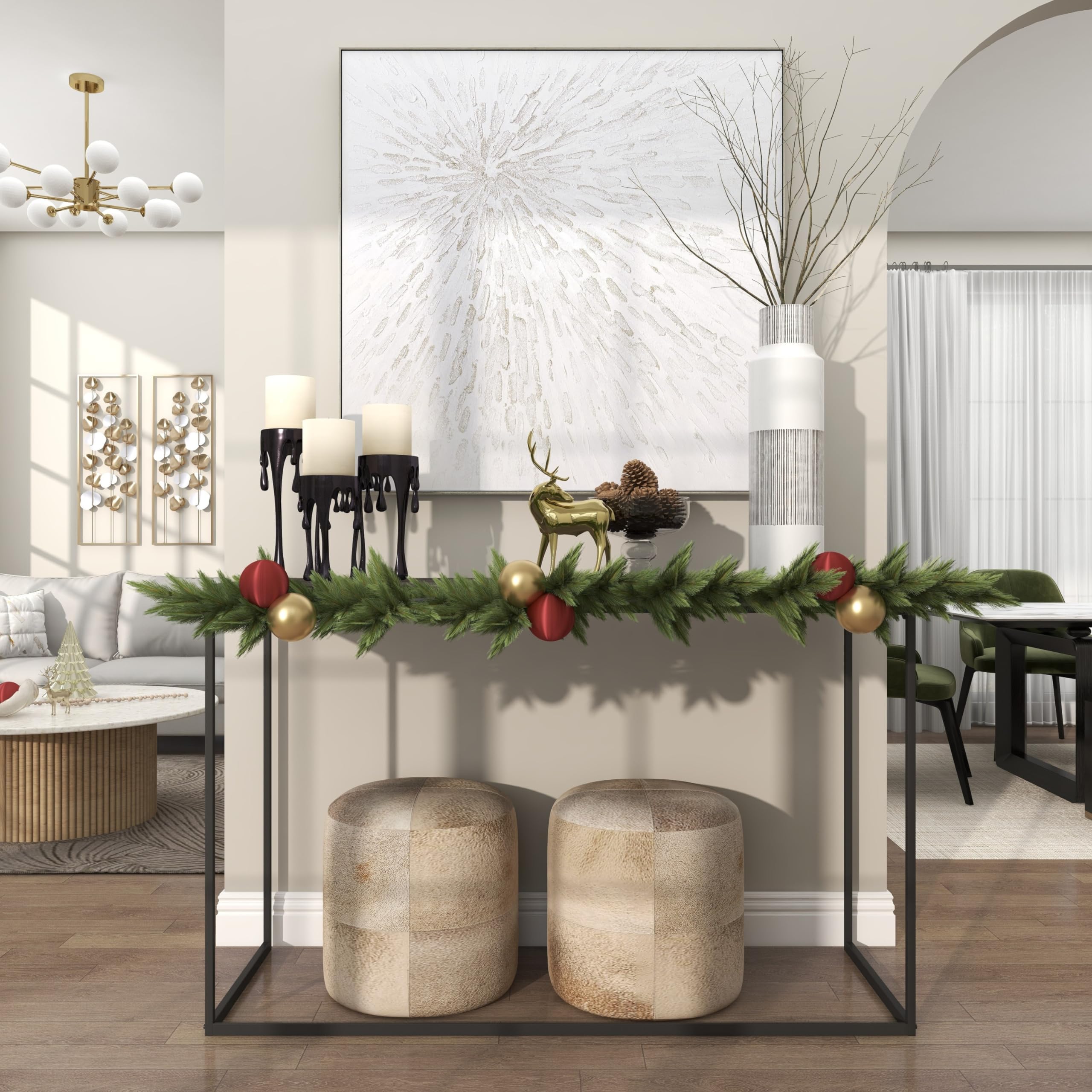 CosmoLiving by Cosmopolitan Aluminum Metal Decorative Candle Holder Pillar Candle Stand with Dripping Melting Designed Legs, Set of 3 Candlestick Holder 12", 10", 8"H,: Black