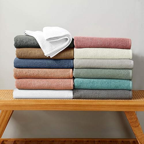 Miniatura 6 de Great Bay Home Juego de toallas de baño 100% algodón de secado rápido (30 x 52 pulgadas), altamente absorbentes, con textura de palomitas de maíz.