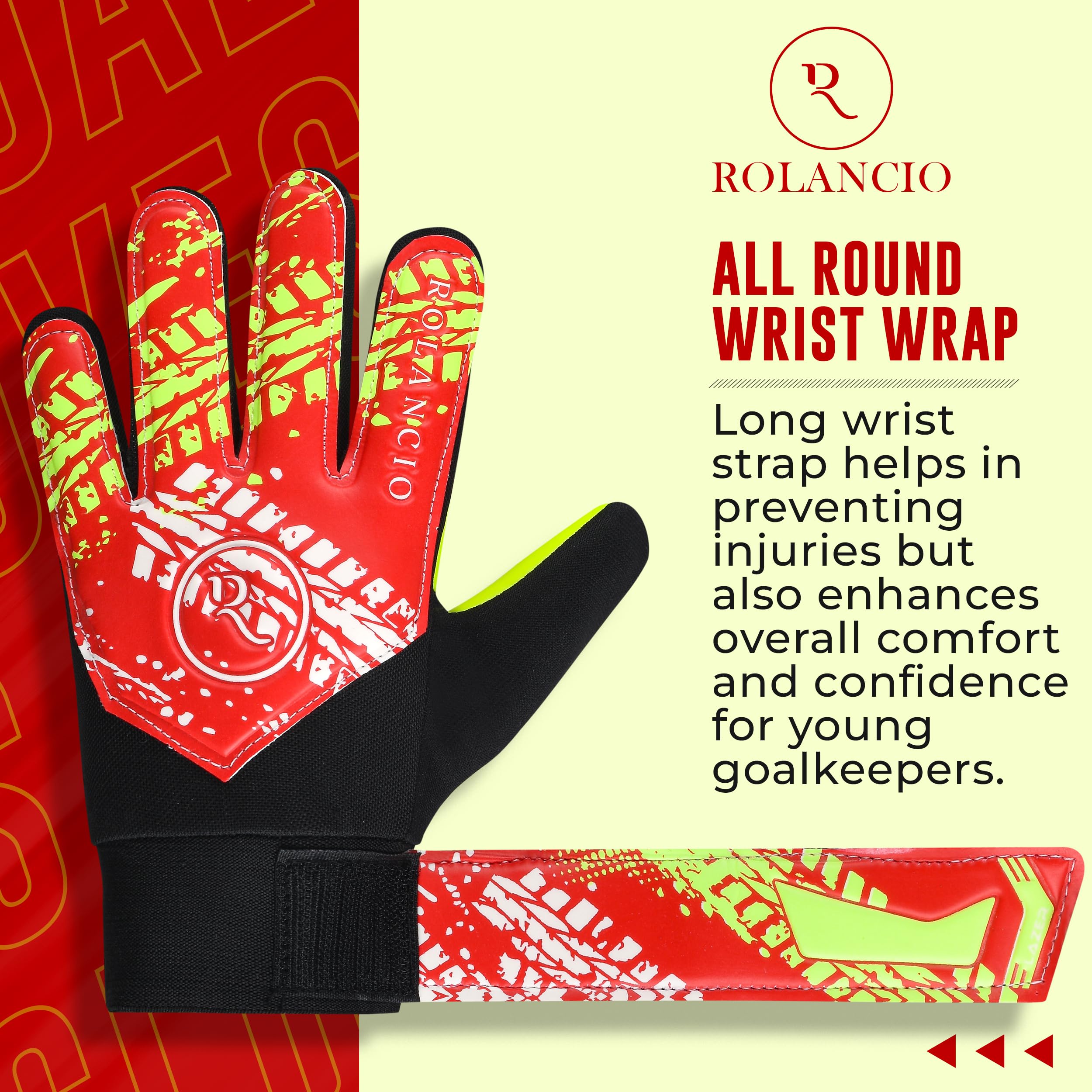 ROLANCIO Goalkeeper Gloves, Yellow, 06 - Image 4