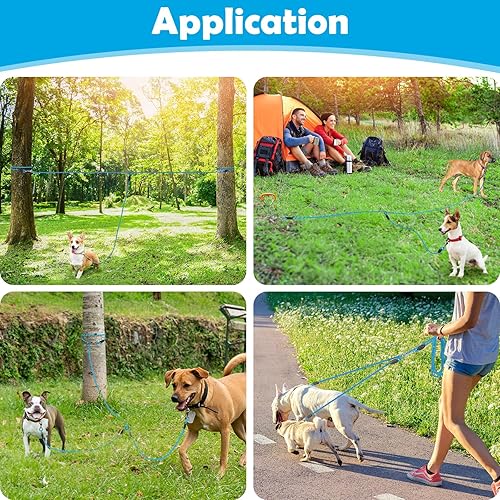 Miniatura 4 de XiaZ Cable de amarre para perros para 2 perros, 152030 pies, portátil, para campamento, correa reflectante para perros, para patio, campamento al