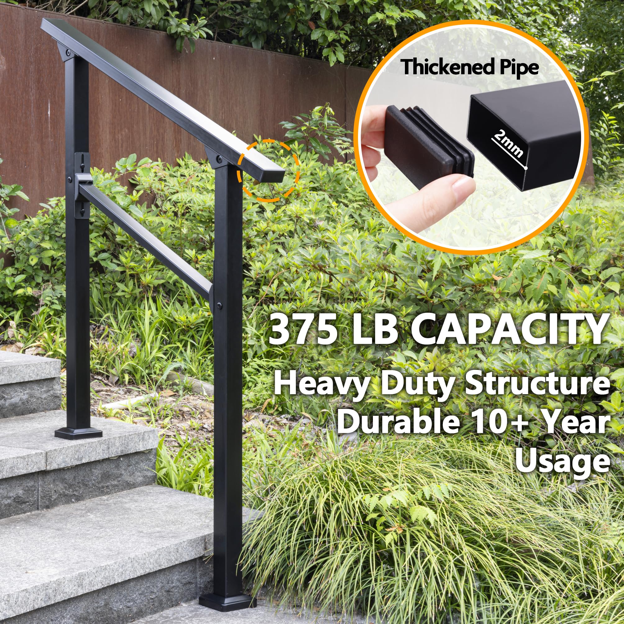 Snapklik.com : SANKINS Handrails For Outdoor Steps Fit 3 To 4 Steps ...