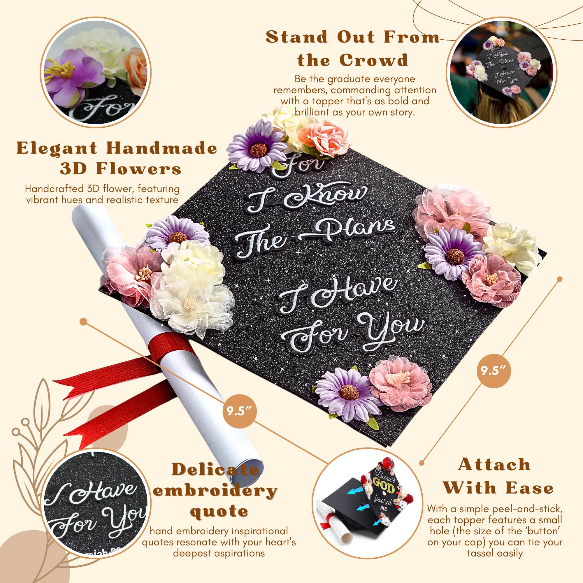 Grad Topper Stand Snapklik.com : GRADWYSE Black Glitter Graduation Cap Topper