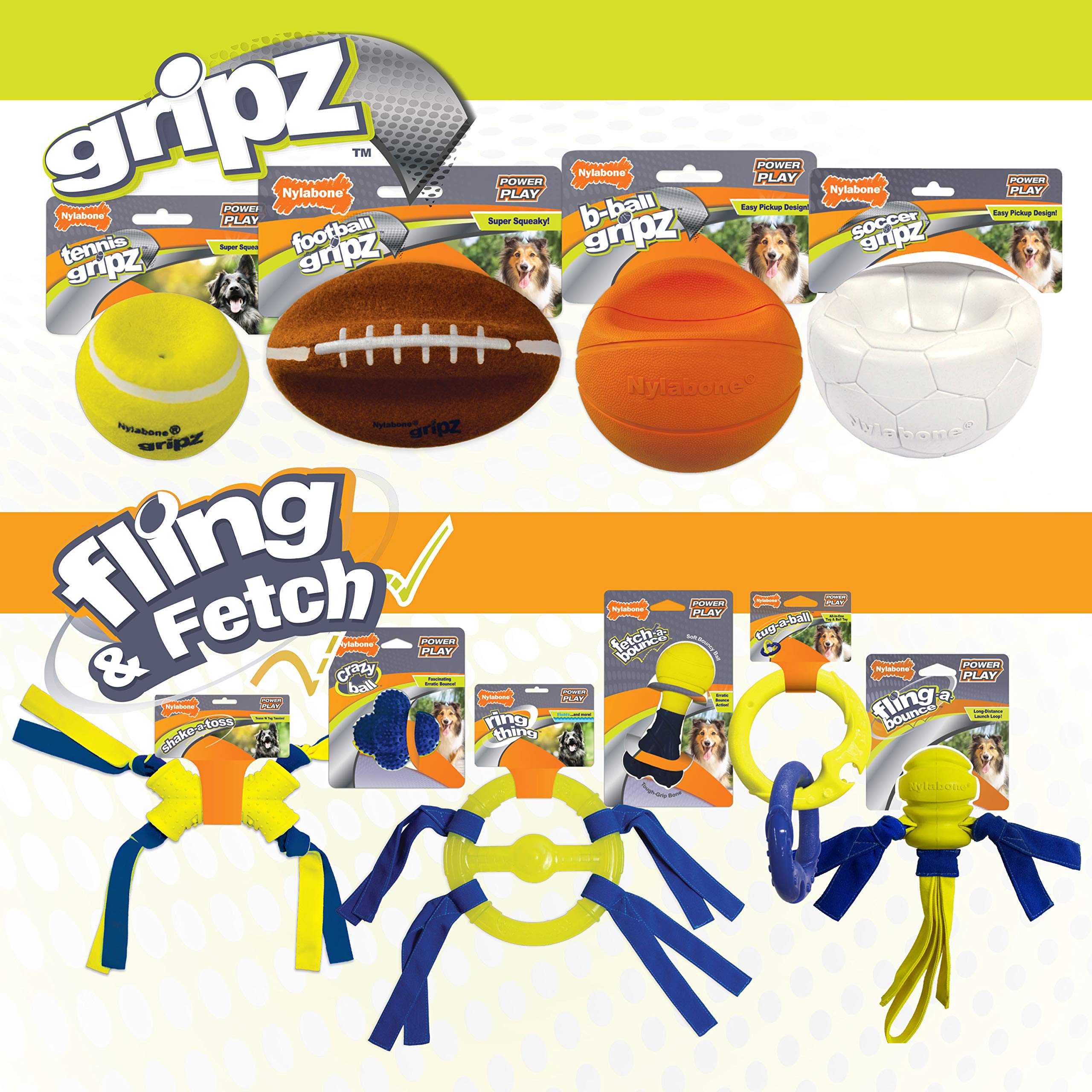 Nylabone Power Play Gripz - Palla da calcio per cani, con design facile da raccogliere, misura media, 14 cm