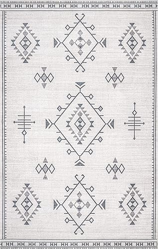 Miniatura 3 de nuLOOM Evalyn Southwestern - Alfombra lavable a máquina, 4 x 6, color crema