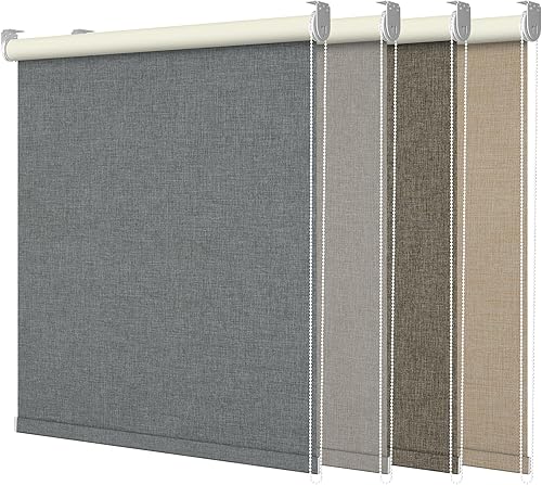 Boolegon Persiana enrollable opaca, con aislamiento térmico, persianas de lino con protección UV, fácil de instalar, persiana enrollable opaca para