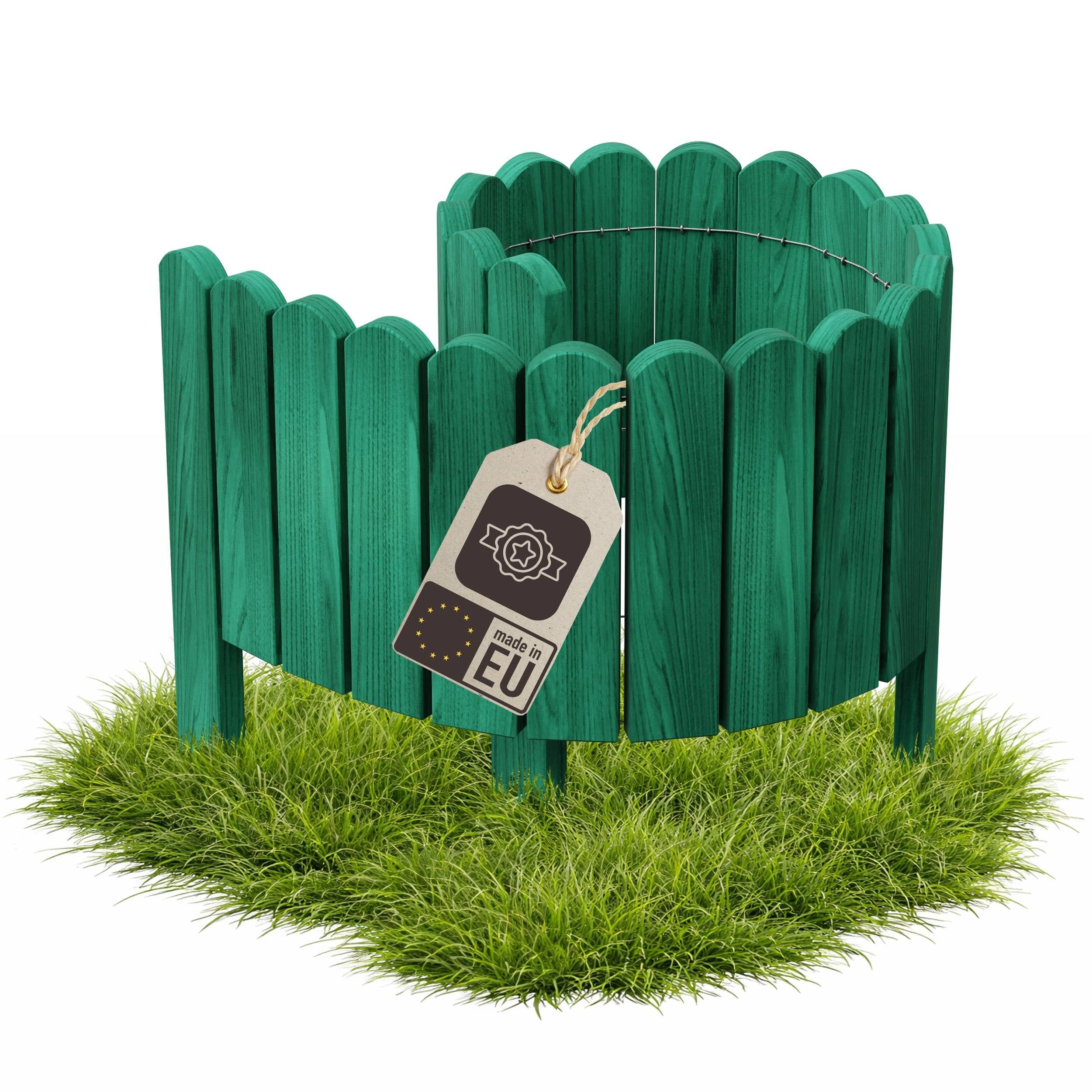 be4nature Flexible Wooden Garden Border 10 x 100 cm Dark Green pressure treated roll border lawn edging decorative garden fence palisade bed edging