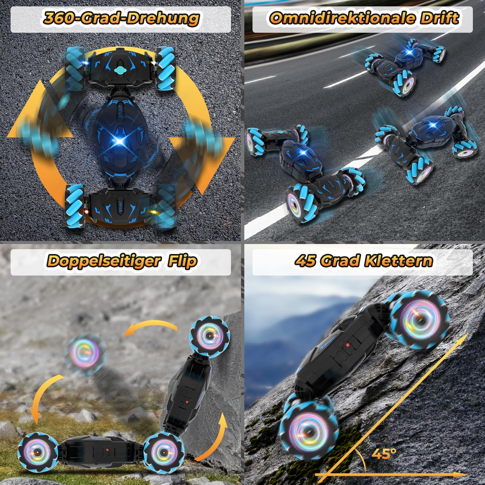 Pristar Ferngesteuertes Auto ab 6 8 10 12 Jahre RC Auto Car, 1:16 Ferngesteuerte Autos mit Handsteuerung Spielzeug 4WD 2,4 GHz 360° Drehung Remote Control Car Geschenk Mädchen Junge ab 6 8 10 12 Jahre