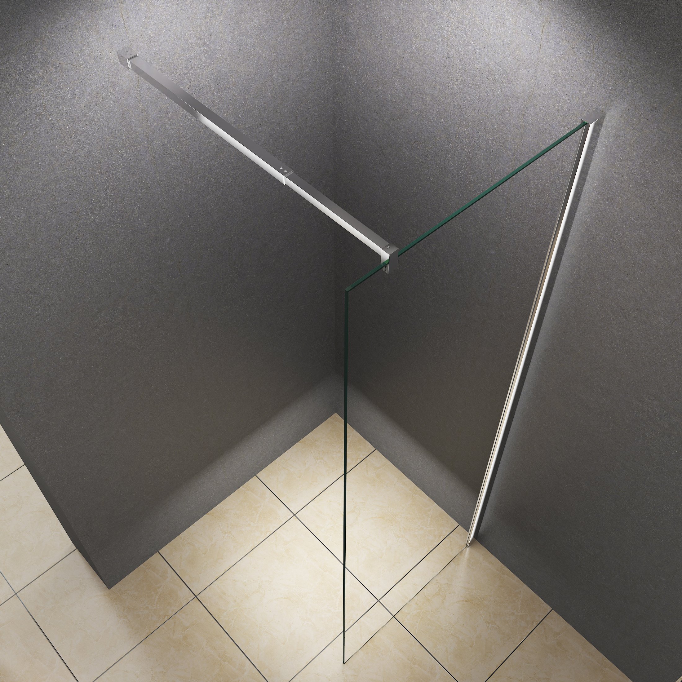 Shop [Typ-Lily] 10 mm walk w ściance prysznicowej - kabina prysznicowa - szkło ESG (70 x 200 cm szkło przezroczyste)