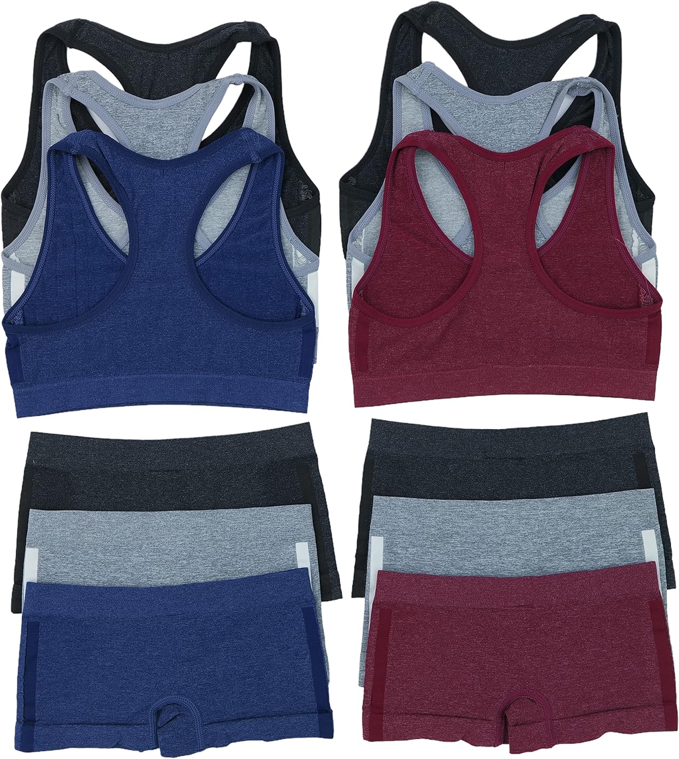 ToBeInStyle Girl's Pack of 6 Racerback or Cami Style Training Bra Tops & Matching Boyshort Bottoms - Image 2