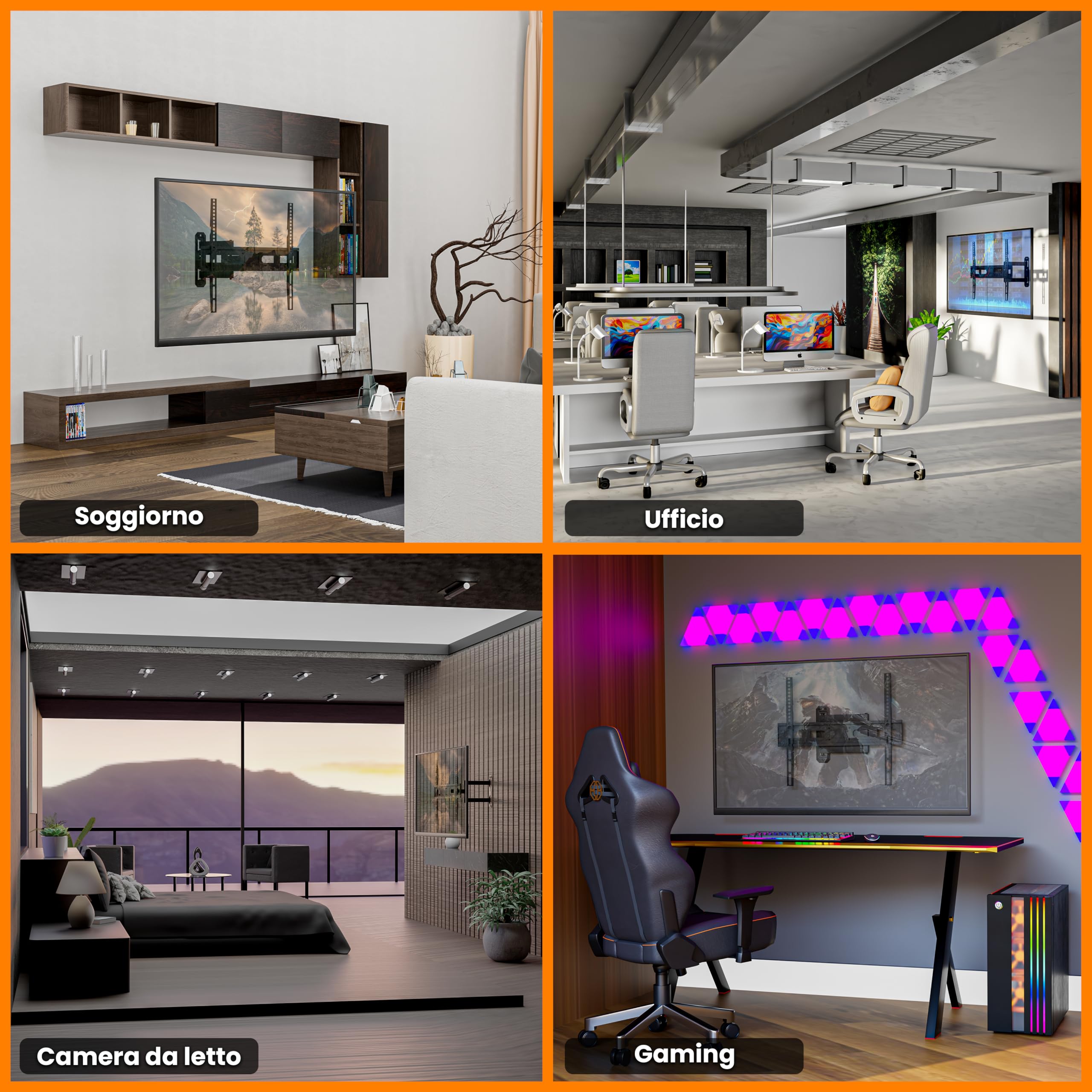 EasyLife TV Supporto da Parete FlexMount E70 Single 37–70 Pollici – Girevole, Inclinabile, Design a 1 Braccio, VESA 600x400, Capacità 35KG – Supporto TV per LED, LCD, OLED, 4K con Gestione Dei Cavi