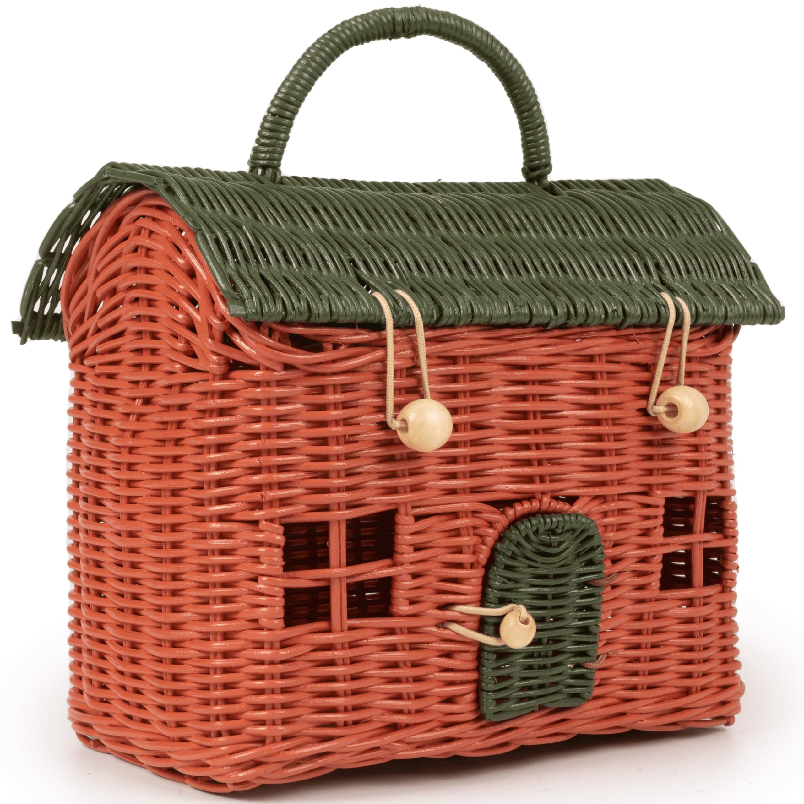 Rattan-Aufbewahrungskorb In Hausform – Handgeflochtener Organizer Mit Deckel Für Zuhause & Picknick
