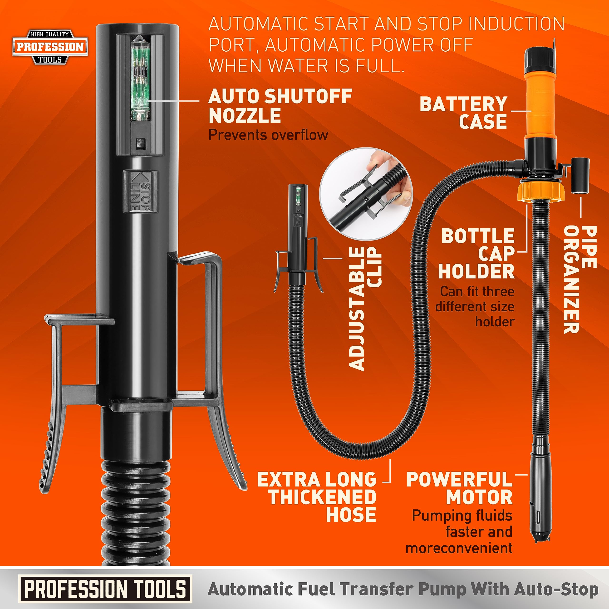 Powered Battery Fuel Transfer Pump, 24GPM, Auto Stop