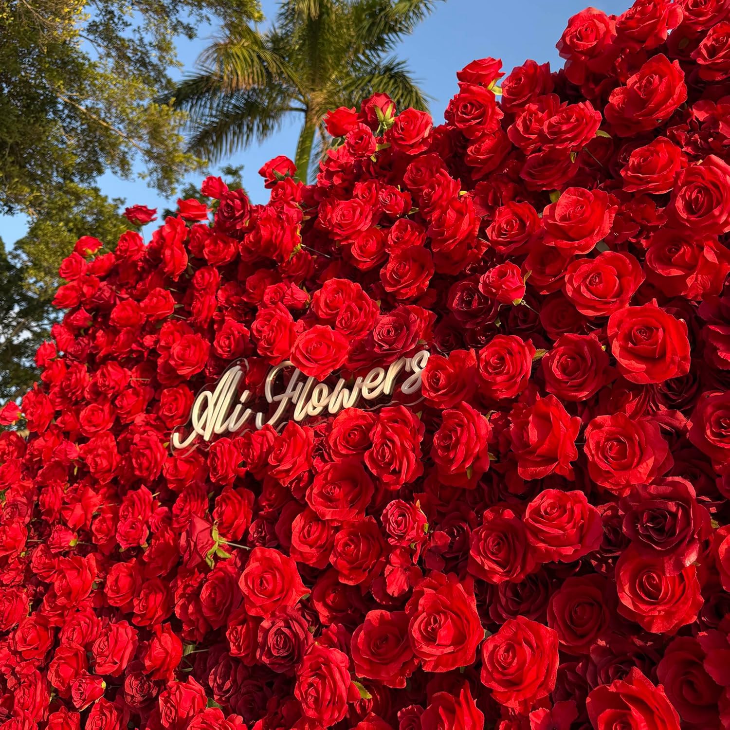 Artificial Red Rose Flower Wall Backdrop Luxury‌ Floral Backdrop for Wedding Balloon Party Baby Shower Birthday Decor Quick Assembly